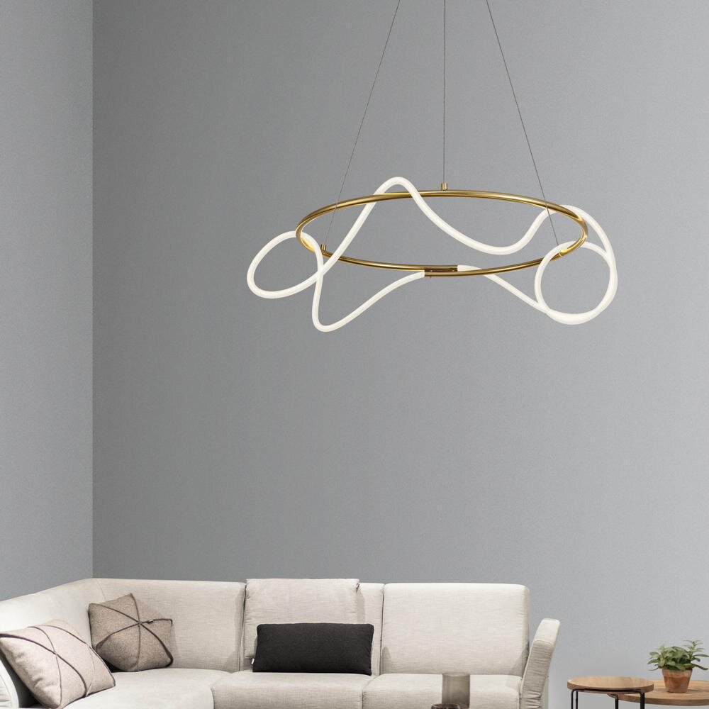 LED Pendelleuchte Tiriac in Gold 43W 4581lm