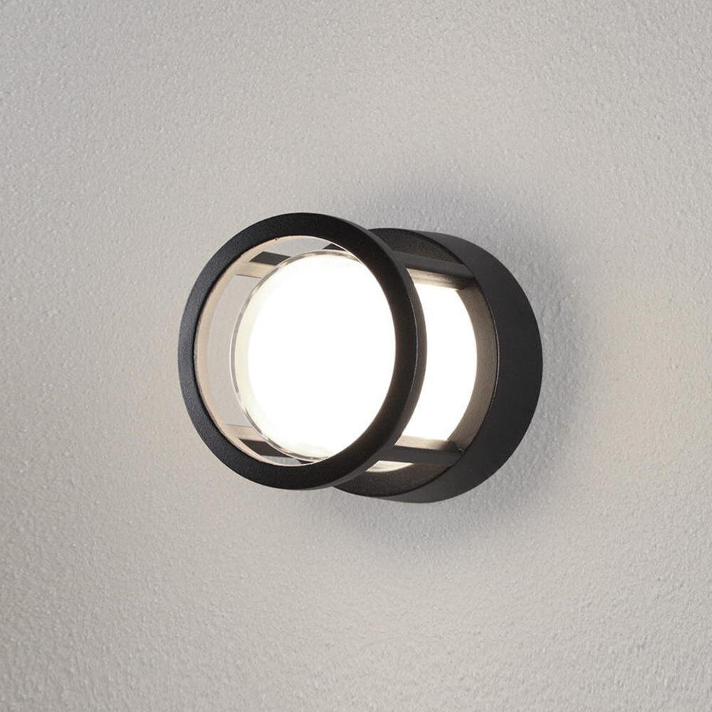 LED Wandleuchte Agosto in Schwarz 6W 420lm IP54 rund