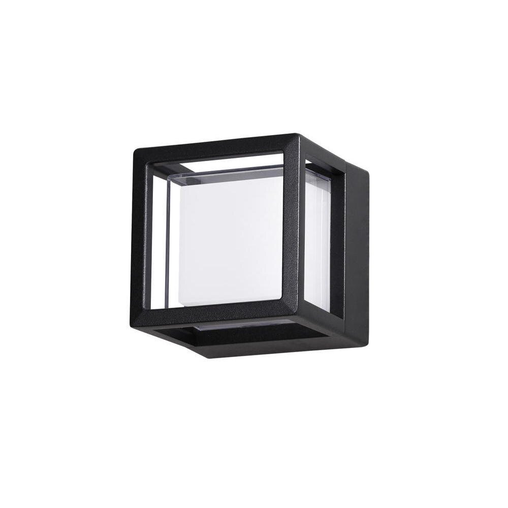 LED Wandleuchte Agosto in Schwarz 6W 420lm IP54 eckig