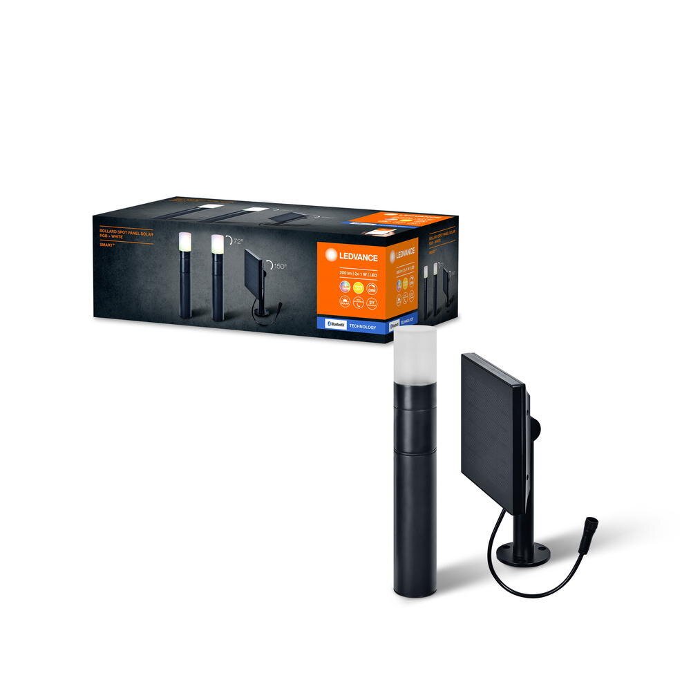 SMART+ Bluetooth LED Solar Wegeleuchte in Schwarz 2x 1W 200lm RGBW IP44