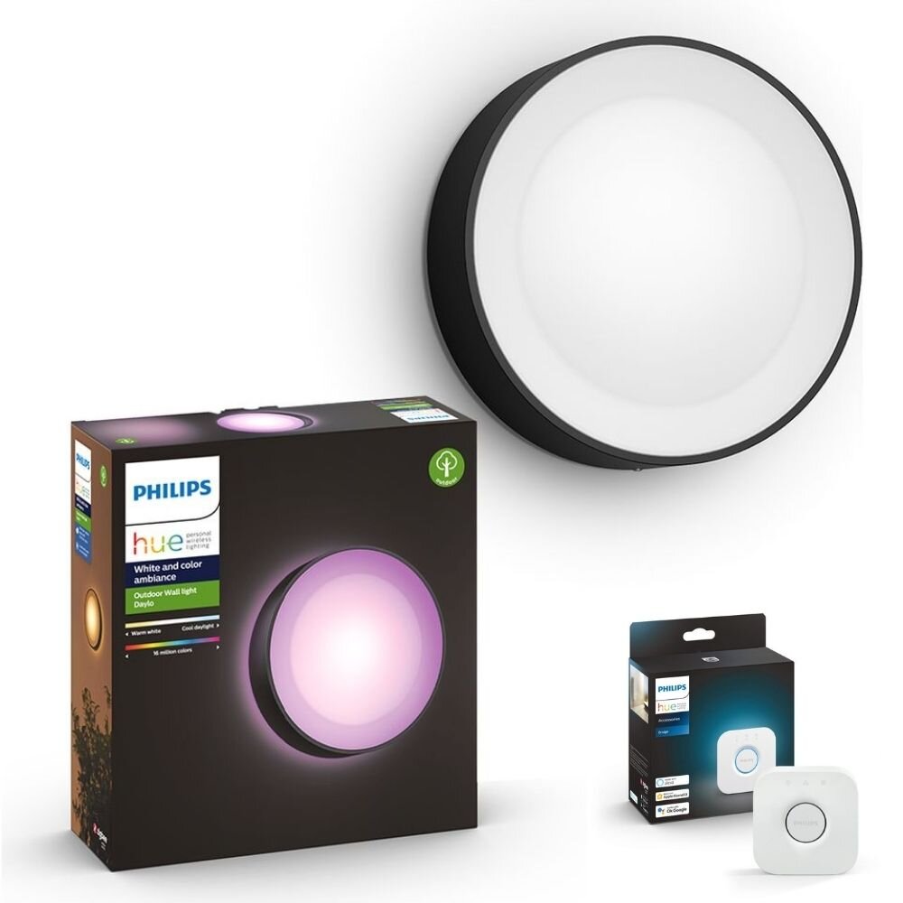 Philips Hue White & Color Ambiance Daylo - Wandleuchte, schwarz inkl. Bridg günstig online kaufen