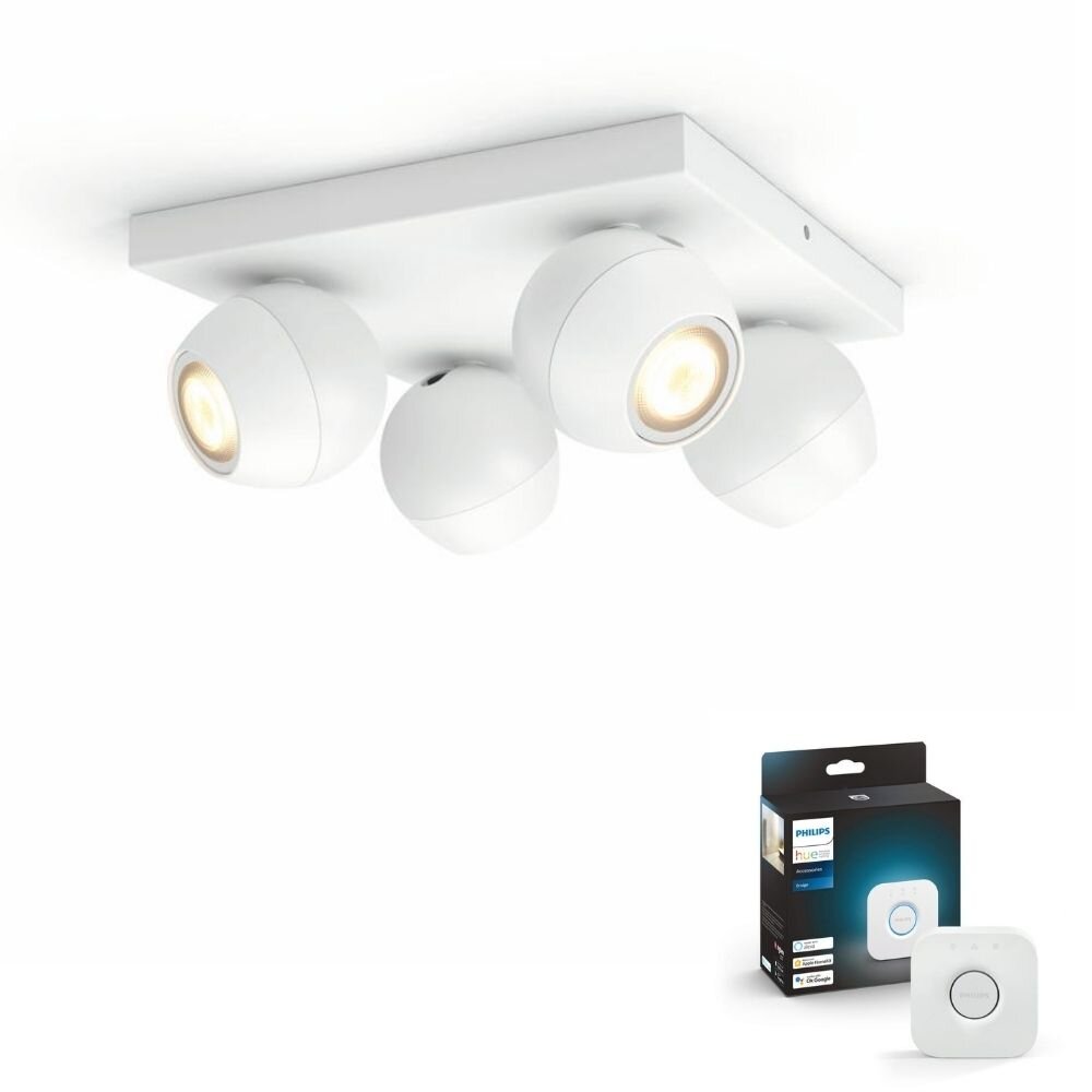 Philips Hue Bluetooth White Ambiance LED Deckenspot Buckram in Weiß 4x 5W 1 günstig online kaufen