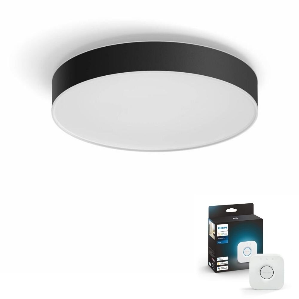 Philips Hue Bluetooth White Ambiance LED Deckenleuchte Enrave in Schwarz 33 günstig online kaufen