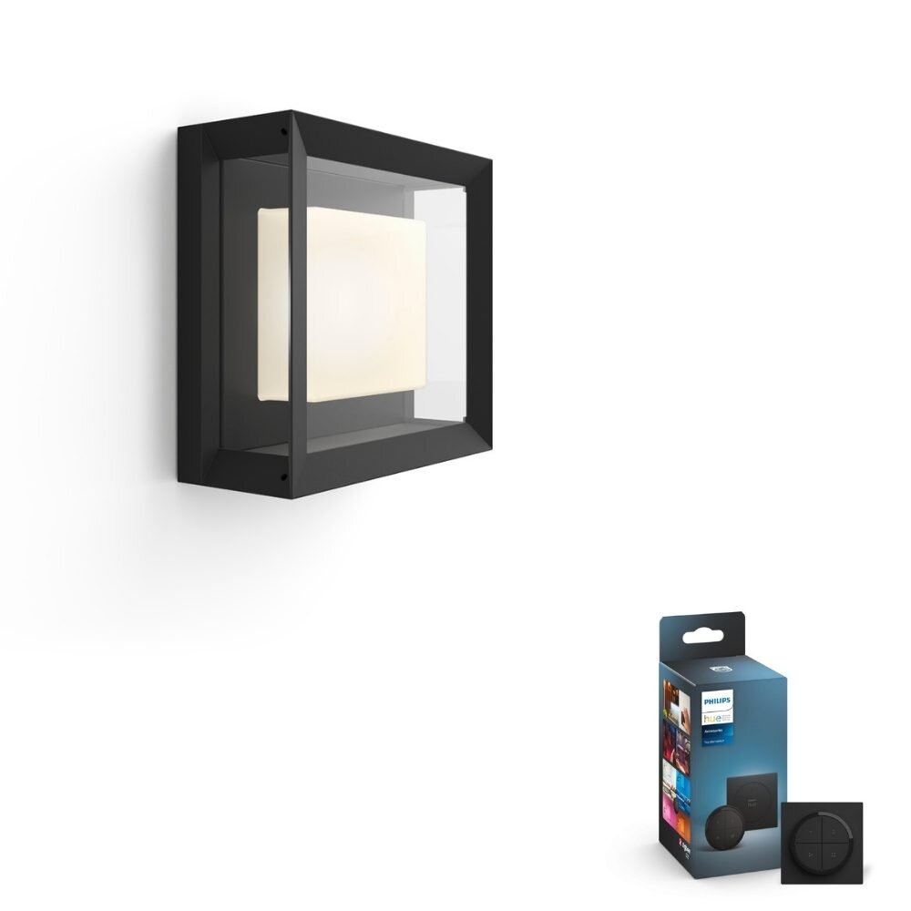 Philips Hue White & Color Ambiance Econic - Wandleuchte, schwarz - quadrati günstig online kaufen