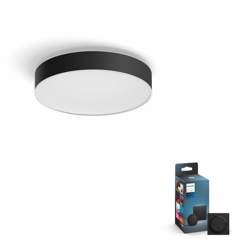 Philips Hue Bluetooth White Ambiance LED Deckenleuchte Enrave in Schwarz 19 günstig online kaufen