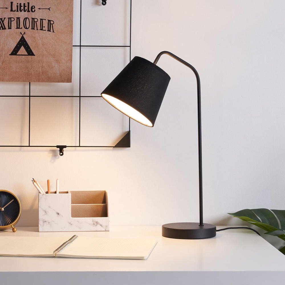 Pauleen Schreibtischlampe True Elegance, Stoffschirm Schwarz