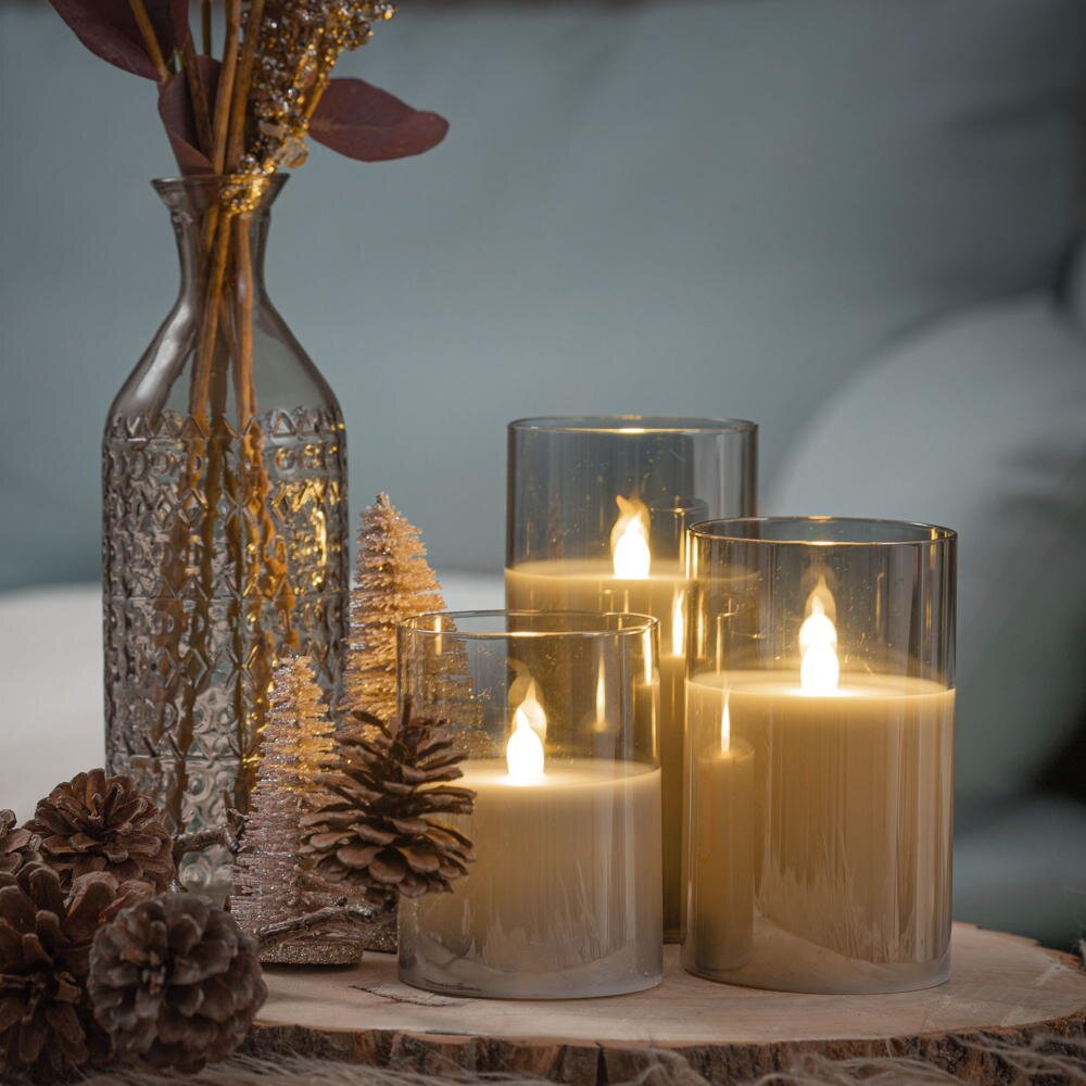 Pauleen LED-Kerze Classy Smokey Candle (Set, 3-tlg), Wachskerze