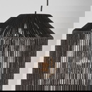 famlights | Pendelleuchte Hjördis in Schwarz aus Jute E27