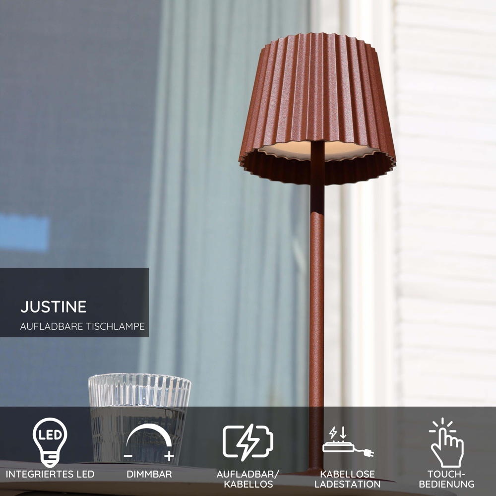 LED Akku Tischleuchte Justine in Rostfarbig 2W 210lm IP54 günstig online kaufen