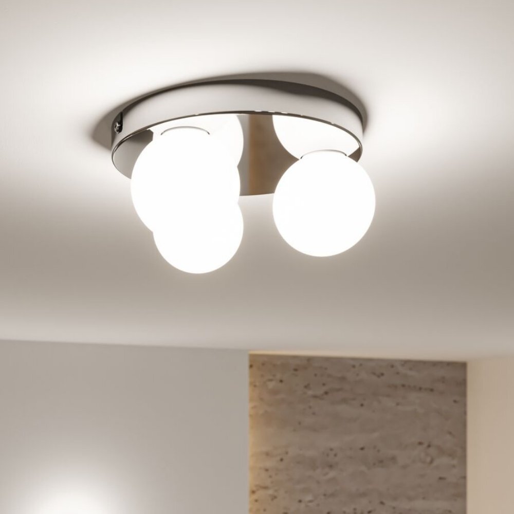 Paulmann Gove Deckenlampe & Deckenbeleuchtung, Deckenlampe & Deckenlicht Badezimmer Keller IP44 modern Chrom Weiß Metall Glas G9 3-flammig