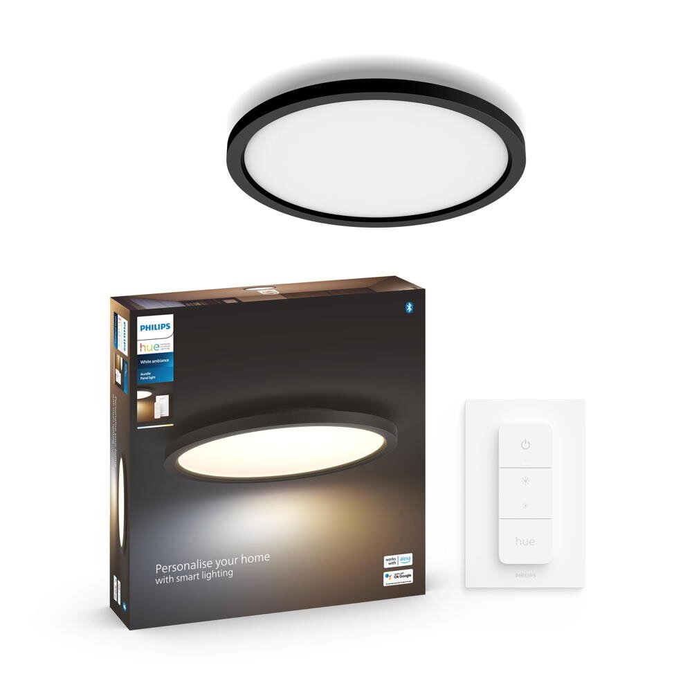 Philips Hue Bluetooth White Ambiance Panel Aurelle in Schwarz 21W 2300lm rund