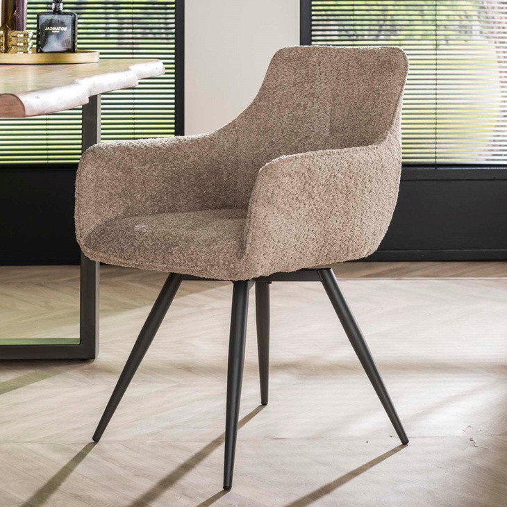 RINGO-Living Esszimmerstuhl Iacobus in Sandfarbig aus Boucle 830x580x590mm