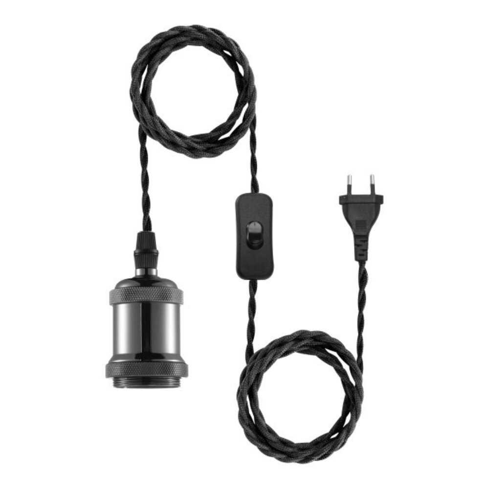 Pendelleuchte Hold it in Schwarz mit Netzstecker E27 40W