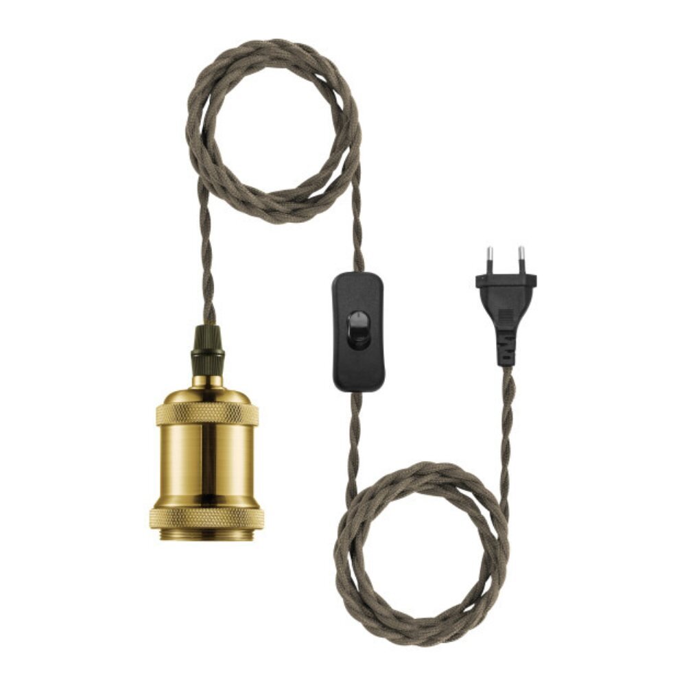 Pendelleuchte Hold it in Gold und Braun mit Netzstecker E27 40W