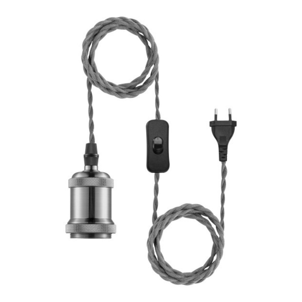 Pendelleuchte Hold it in Silber mit Netzstecker E27 40W