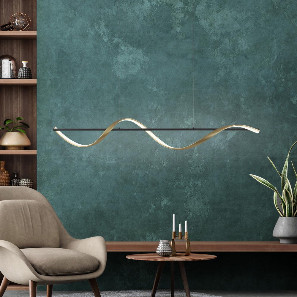 Q-Smart LED Pendelleuchte Q-Swing in Anthrazit und Messing-matt 24W 3100lm günstig online kaufen