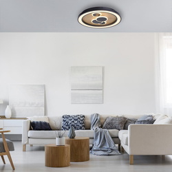 LED Deckenleuchte Eliza in Natur-dunkel und Schwarz 30W...
