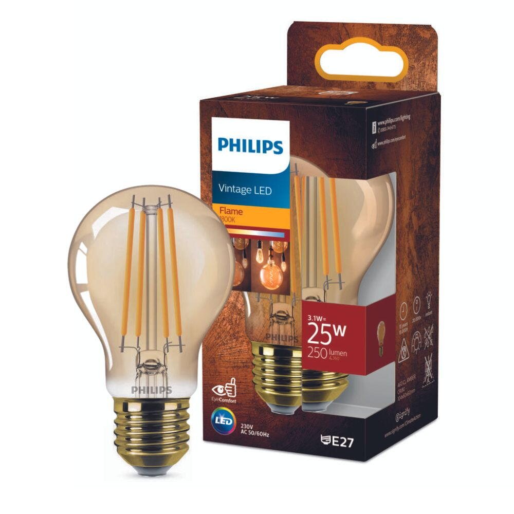 Philips Vintage LED Filament Lampe ersetzt 25W E27 Birne - A60 3,1W 250lm 1 günstig online kaufen