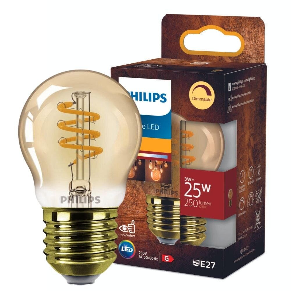 Philips Vintage LED Filament Lampe ersetzt 25W E27 Tropfen - P45 3W 250lm 2 günstig online kaufen