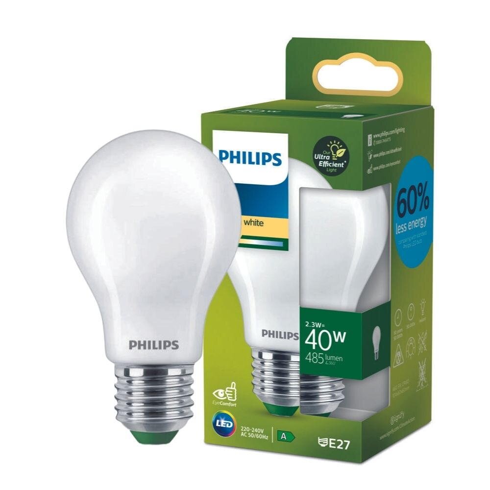 Philips LED-Leuchtmittel ultraeffizient E27 Glühlampenform 2,3W 485lm Matt günstig online kaufen