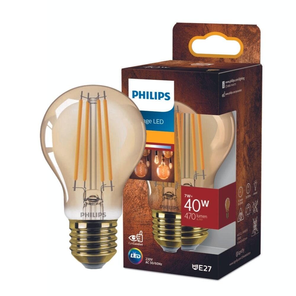 Philips Vintage LED Filament Lampe ersetzt 40W E27 Birne - A60 7W 470lm 180 günstig online kaufen