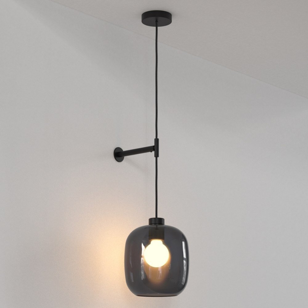 Wandleuchte Pendant in Schwarz-matt und Grau E27 205mm