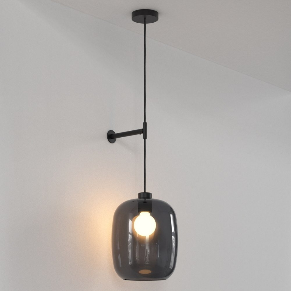 Wandleuchte Pendant in Schwarz-matt und Grau E27 238mm