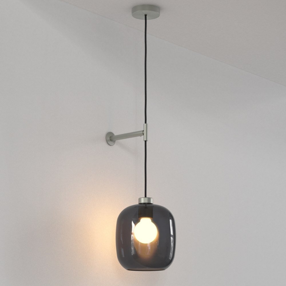 Wandleuchte Pendant in Nickel-matt und Grau E27 205mm