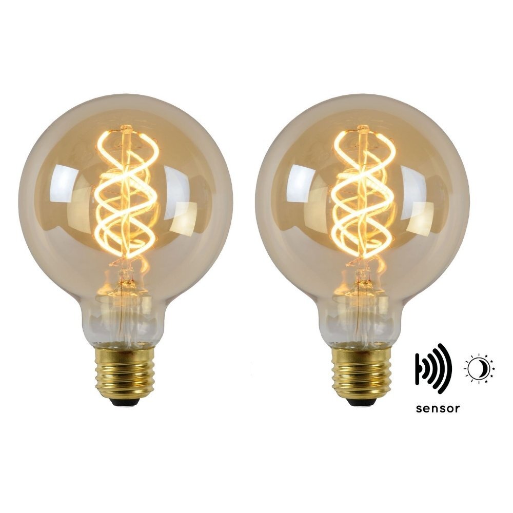 Vintage LED Lampe, Dämmerungssensor, E27, Globe G95, Filament, 4W, 230lm, 2 günstig online kaufen