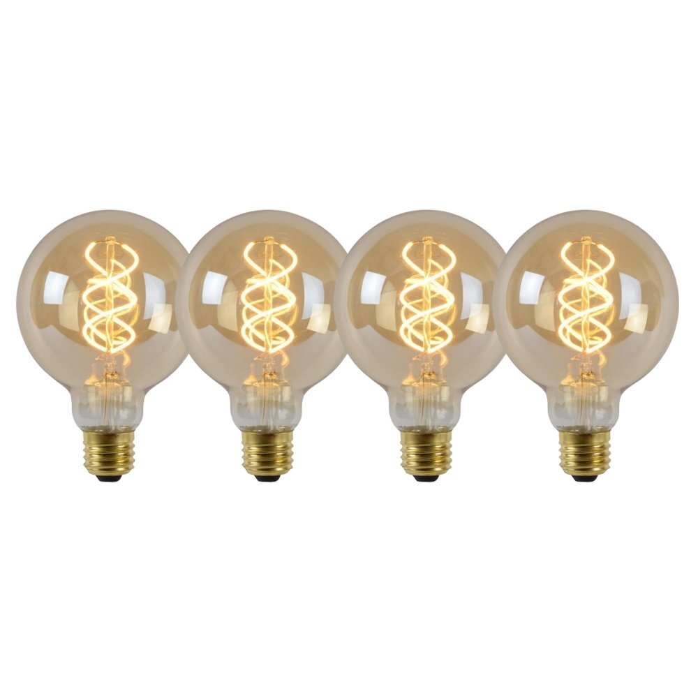 LED Leuchtmittel E27 Globe - G95 in Amber 5W 380lm 4er-Pack günstig online kaufen