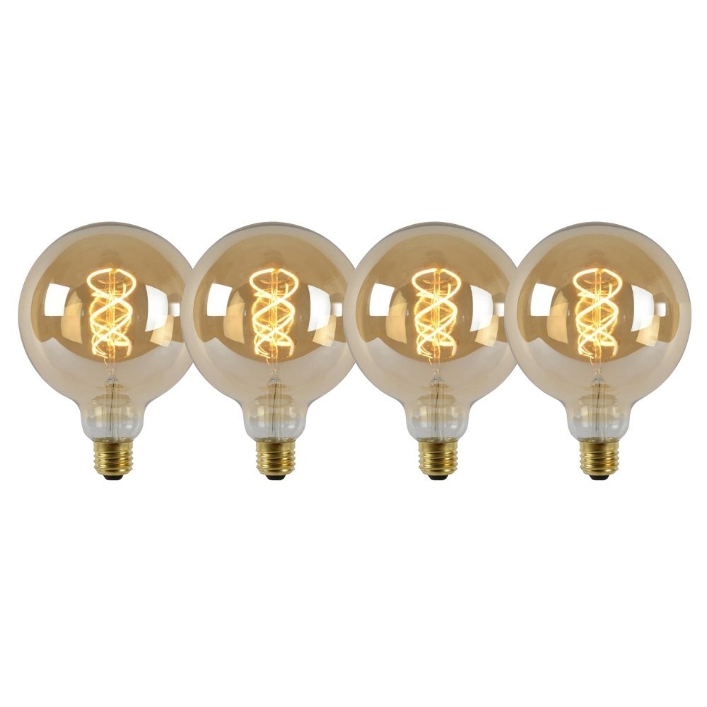 LED Leuchtmittel E27 Globe - G125 in Amber 5W 380lm 4er-Pack günstig online kaufen