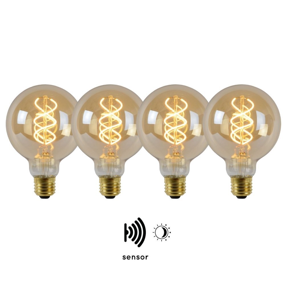 Vintage LED Lampe, Dämmerungssensor, E27, Globe G95, Filament, 4W, 230lm, 2 günstig online kaufen