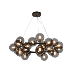 Pendelleuchte Dallas in Schwarz und Grau-transparent G9...