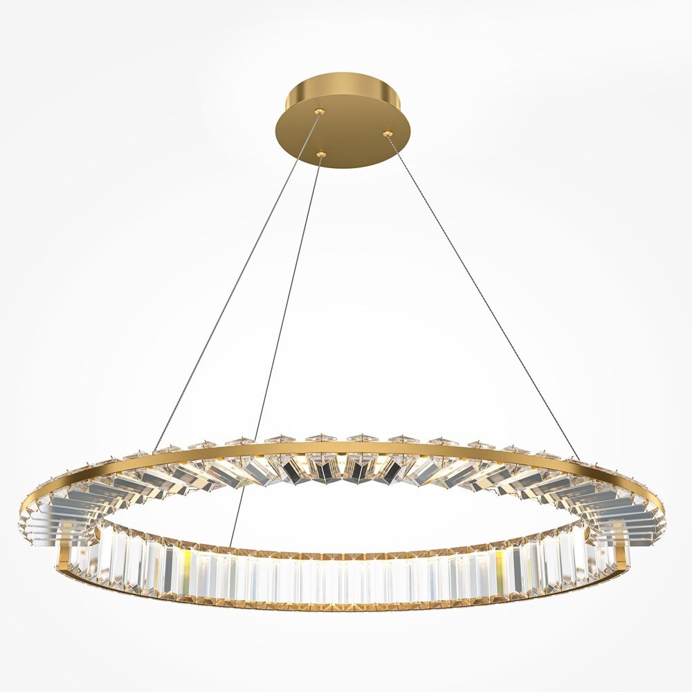 LED Pendelleuchte Krone in Gold und Transparent 36W 2400lm 600mm