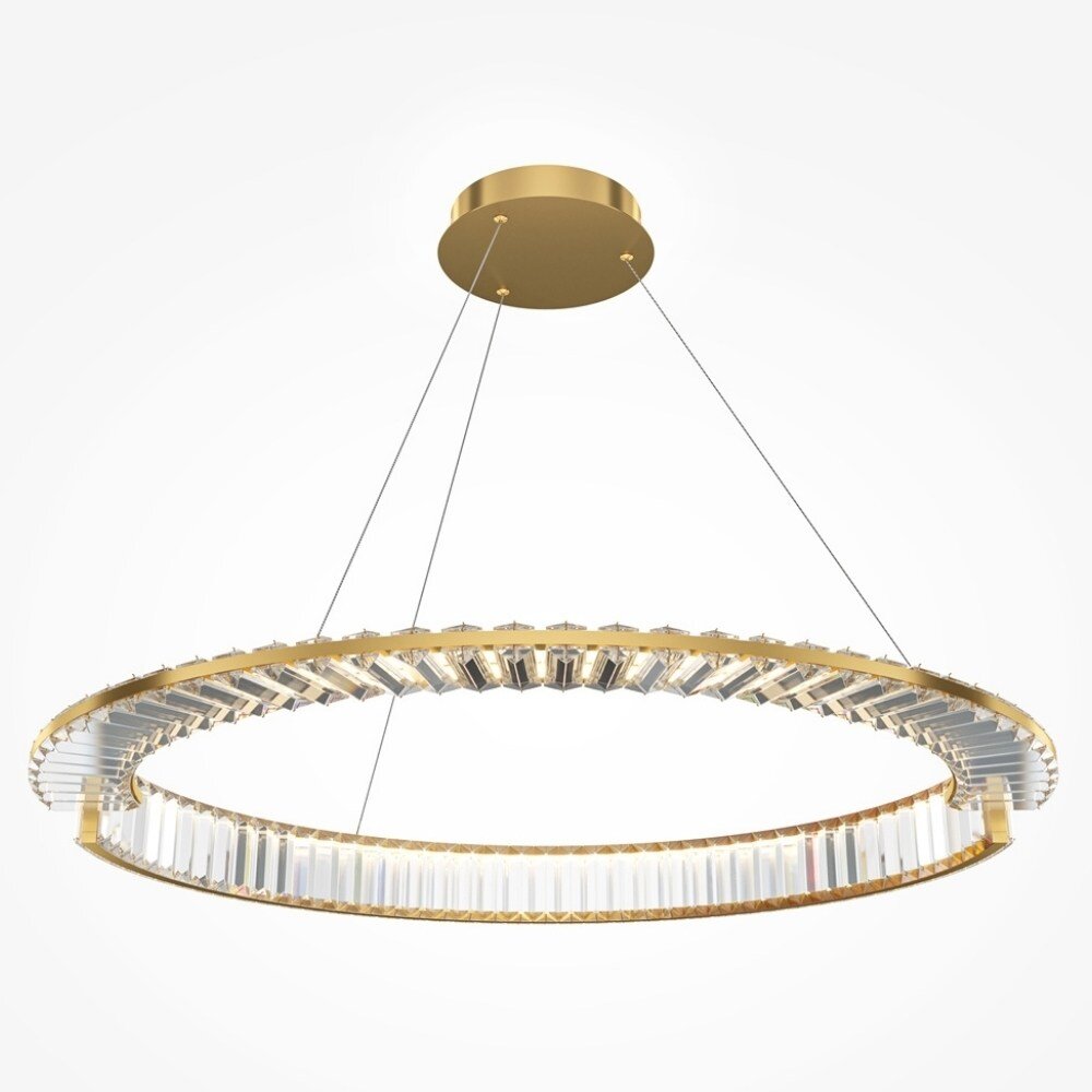 LED Pendelleuchte Krone in Gold und Transparent 45W 3000lm