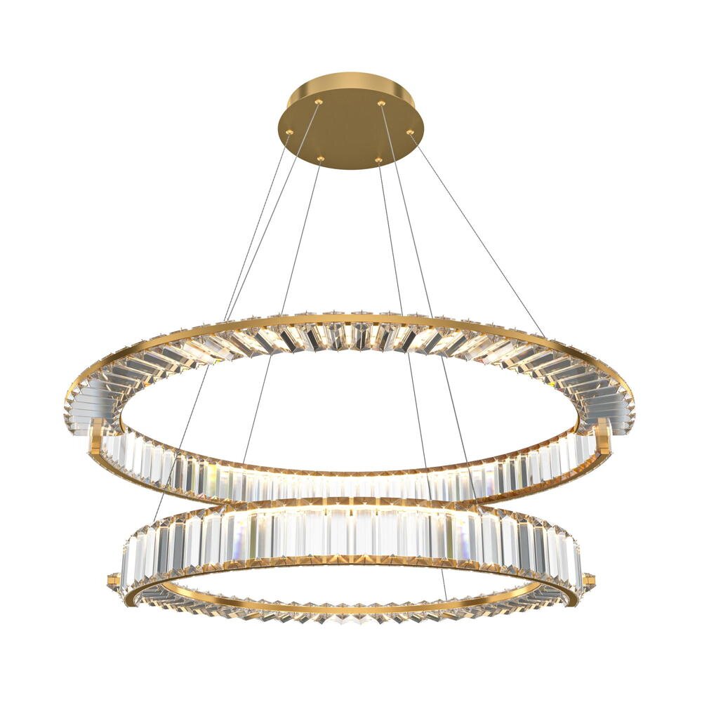 Maytoni Krone Wohnzimmer Esszimmer LED zeitlos Gold Transparent Metall Glas 2-flammig