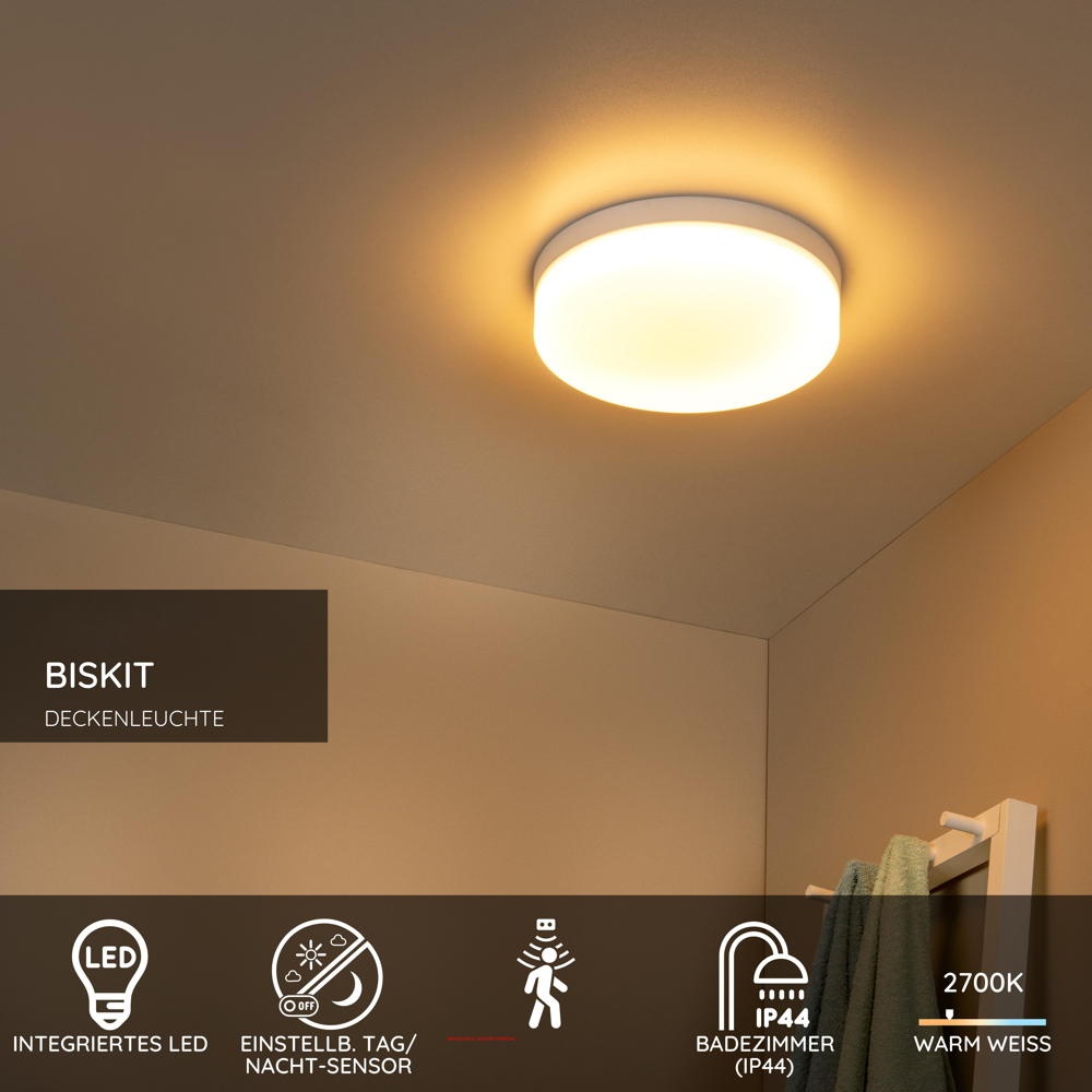 LED Deckenleuchte Biskit in Weiß 18W 1150lm IP44 280mm günstig online kaufen