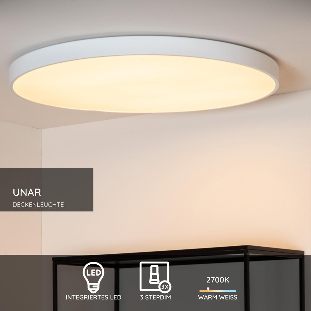 LED Deckenleuchte Unar in Weiß 80W 5000lm günstig online kaufen