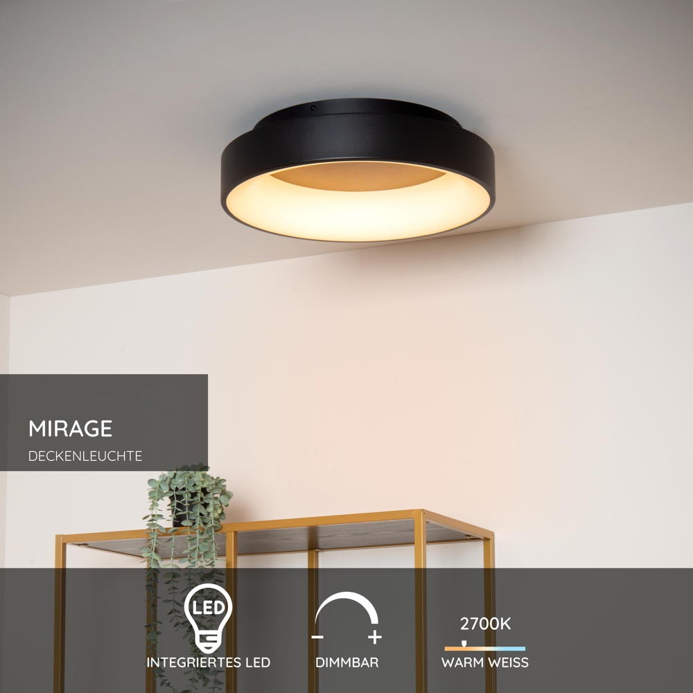 LED Deckenleuchte Mirage in Schwarz 33W 1400lm günstig online kaufen