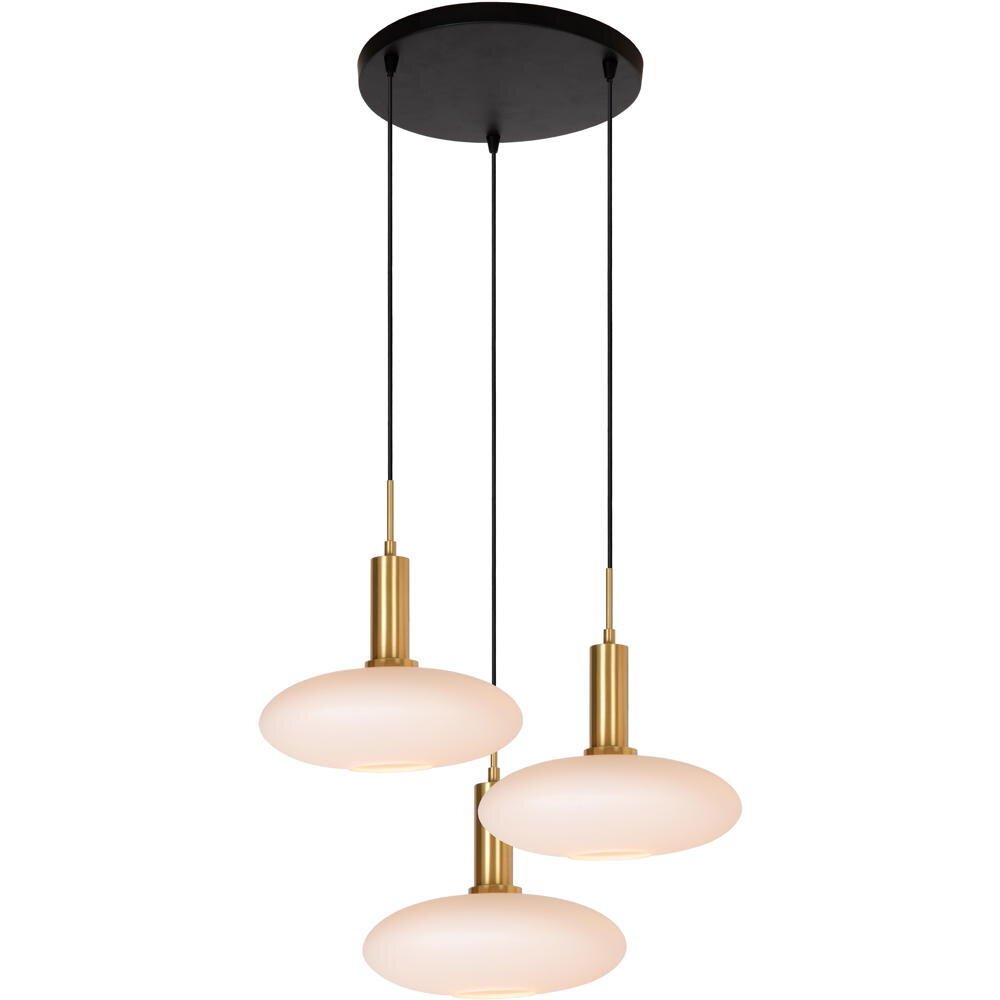 Pendelleuchte Singala in Beige und Gold E27 3-flammig rund