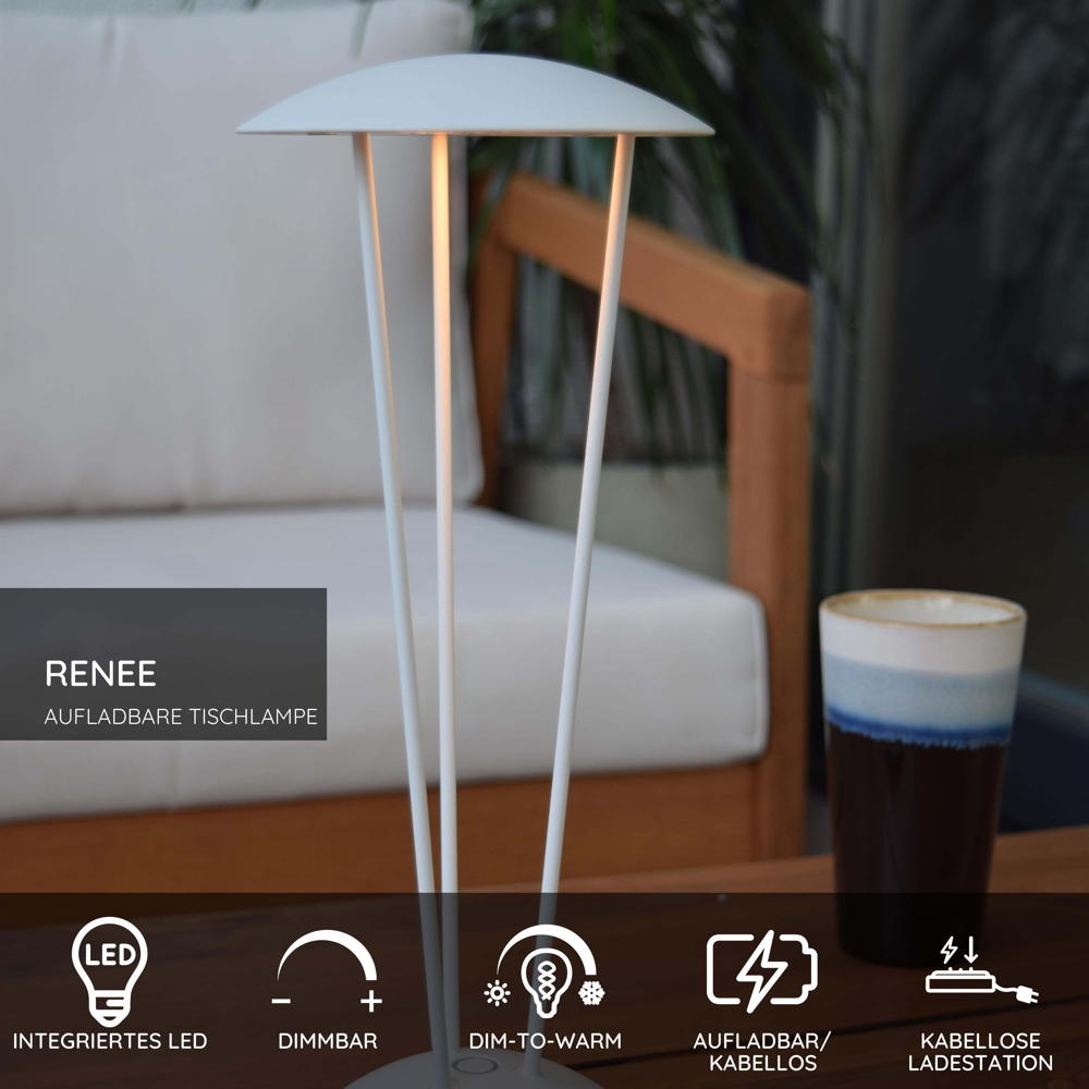 LED Akku Tischleuchte Renee in Weiß 2,2W 212lm IP54 günstig online kaufen