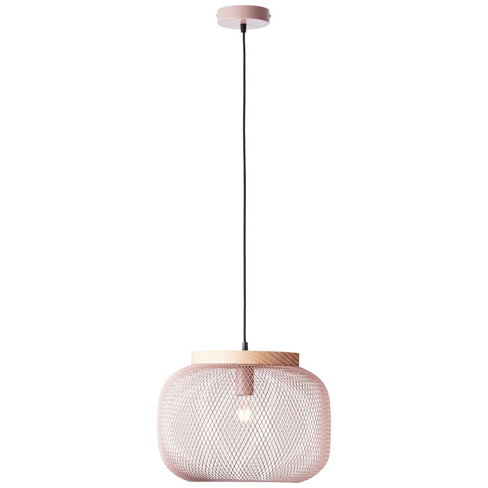 Pendelleuchte Giada in Pink und Natur-hell E27 390mm günstig online kaufen
