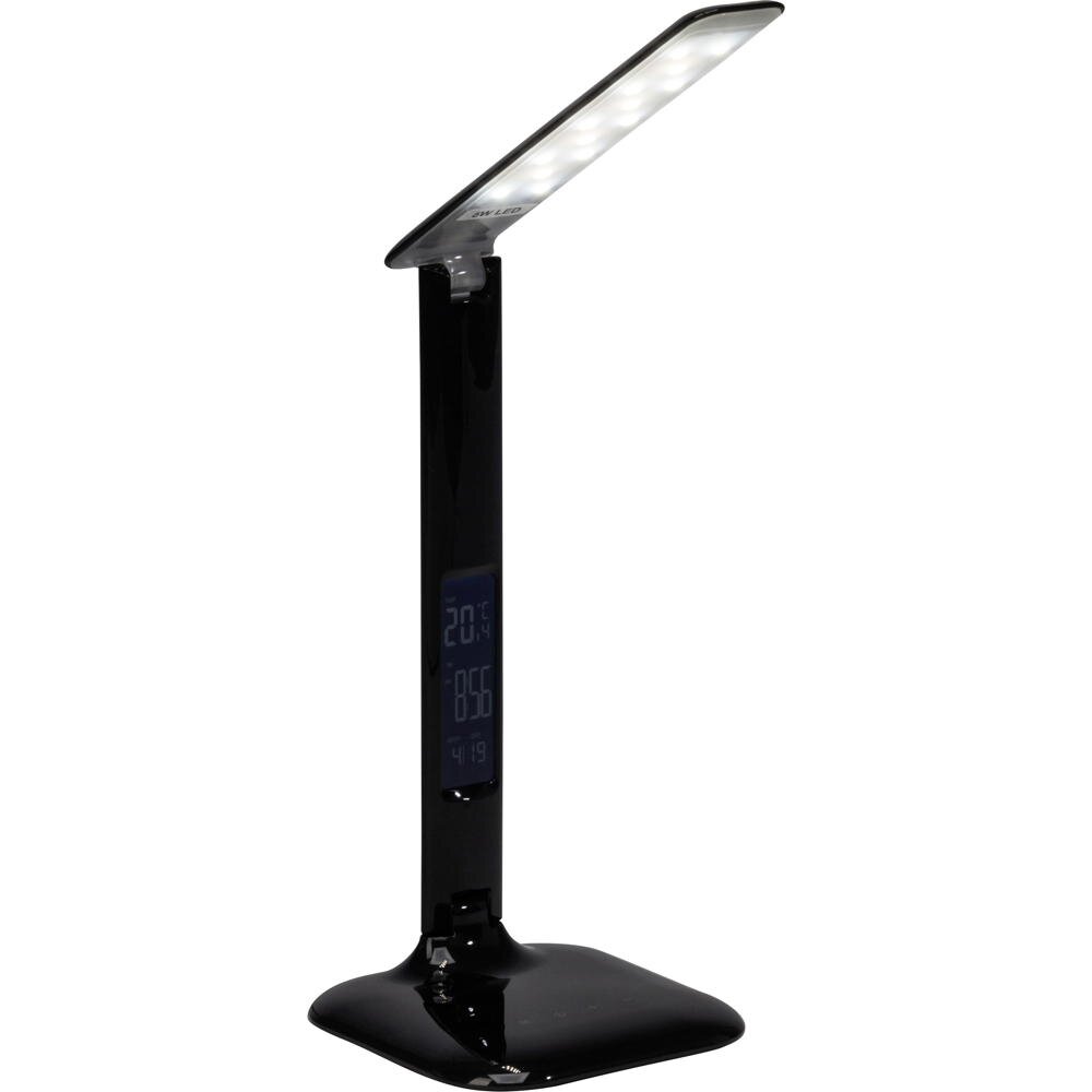 LED Tischleuchte Glenn mit Kalender und Wecker