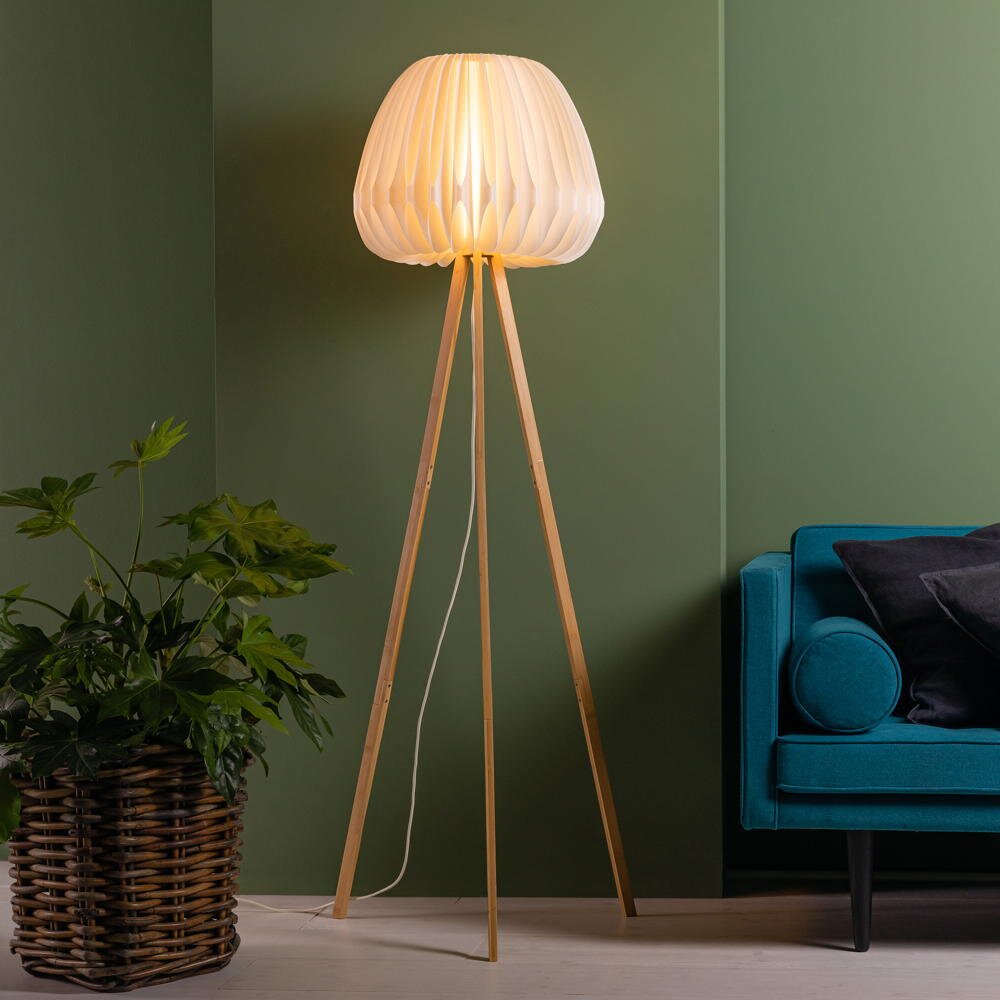 Brilliant Leuchten Stehlampe, Inna Standleuchte, dreibeinig holz hell/weiß