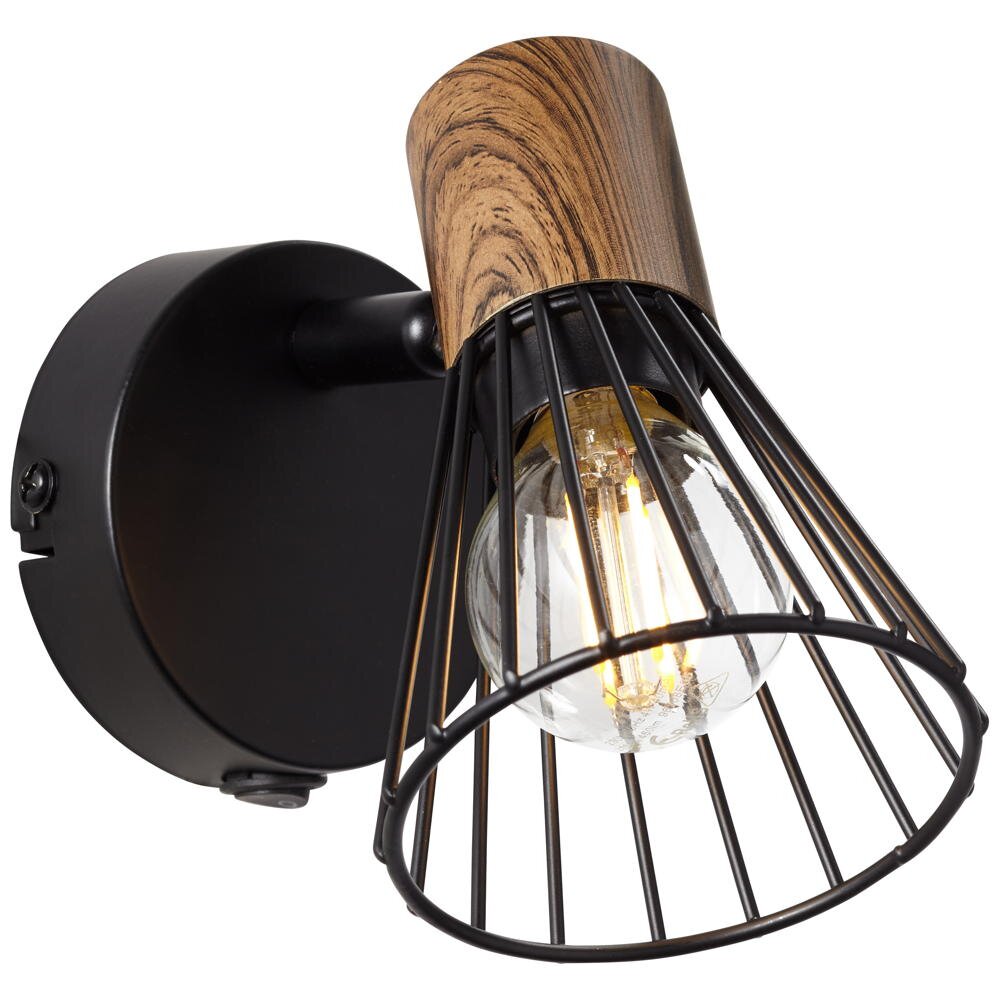 Brilliant Leuchten Wandleuchte, Manama Wandspot Schalter holz dunkel/schwarz matt