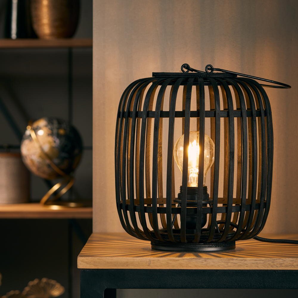 Brilliant Leuchten Tischleuchte, Woodrow Tischleuchte 27cm holz dunkel/schwarz