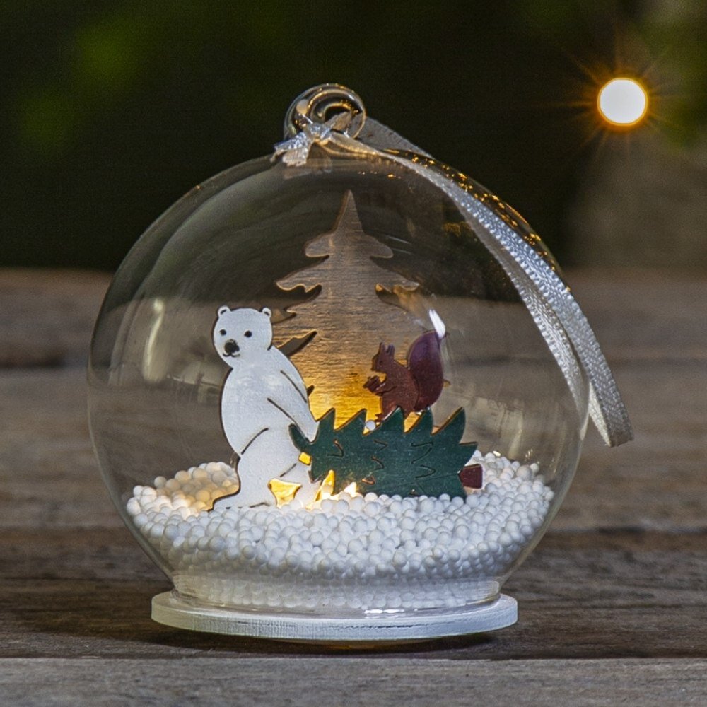 LED Weihnachtskugel Eisbär Forest Friends in Transparent und Mehrfarbig 0,06W