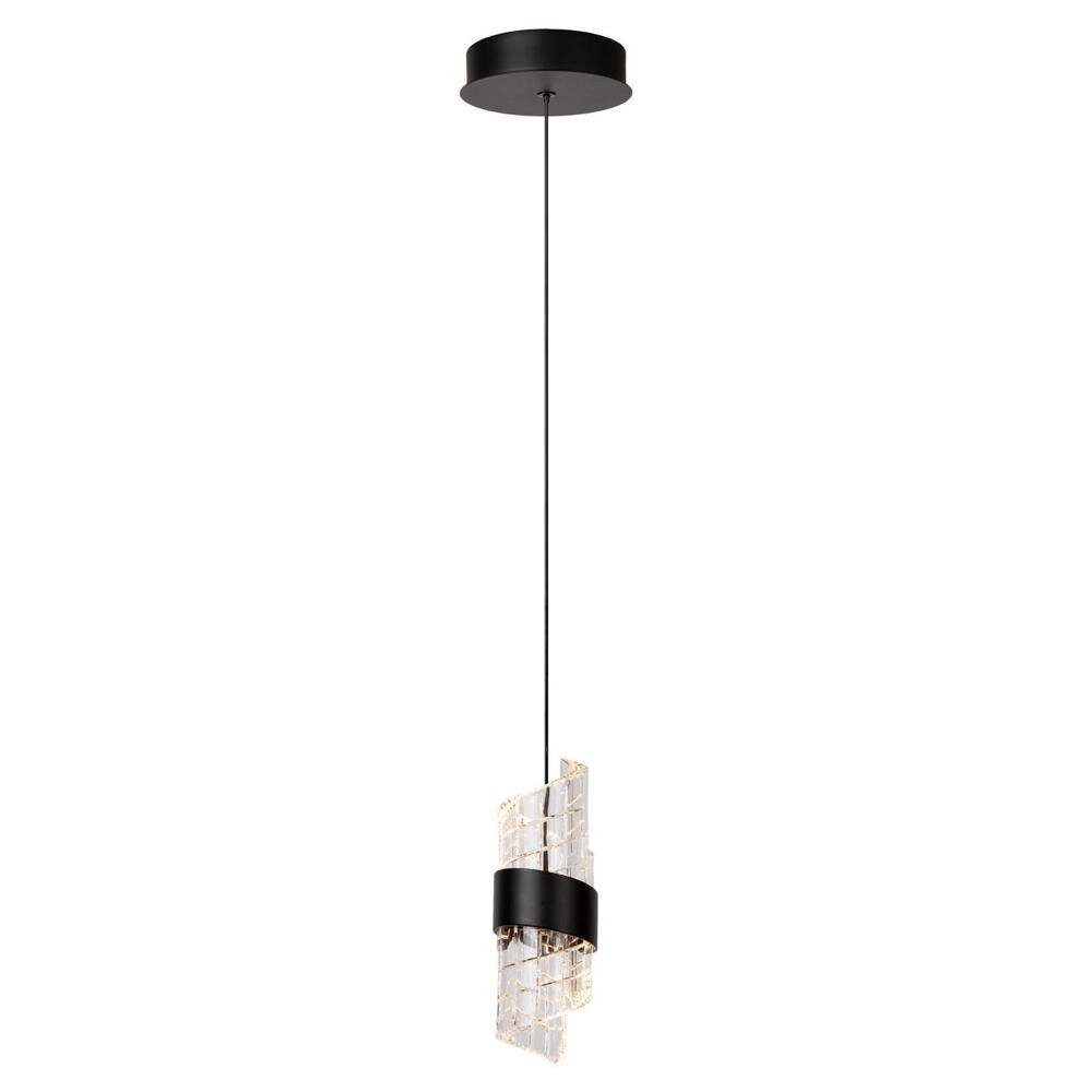 LED Pendelleuchte Kligande in Schwarz und Transparent 9W 700lm