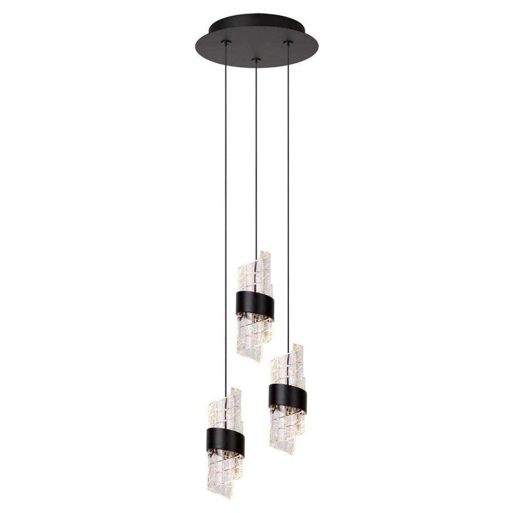 LED Pendelleuchte Kligande in Schwarz und Transparent 3x 8W 1800lm