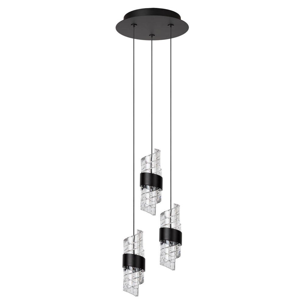 LED Pendelleuchte Kligande in Schwarz und Transparent 3x 8W 1800lm günstig online kaufen